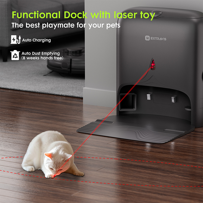 Robot Vacuum And Mop, V5 Self-Emptying 8500pa Suction, Pet Hair Tangle Cutter™, 75-Day Capacity, Cat Laser, All-In-One Station, Robotic Vacuum Cleaner For Pet Hair, Hard Floors, Tile, Carpet