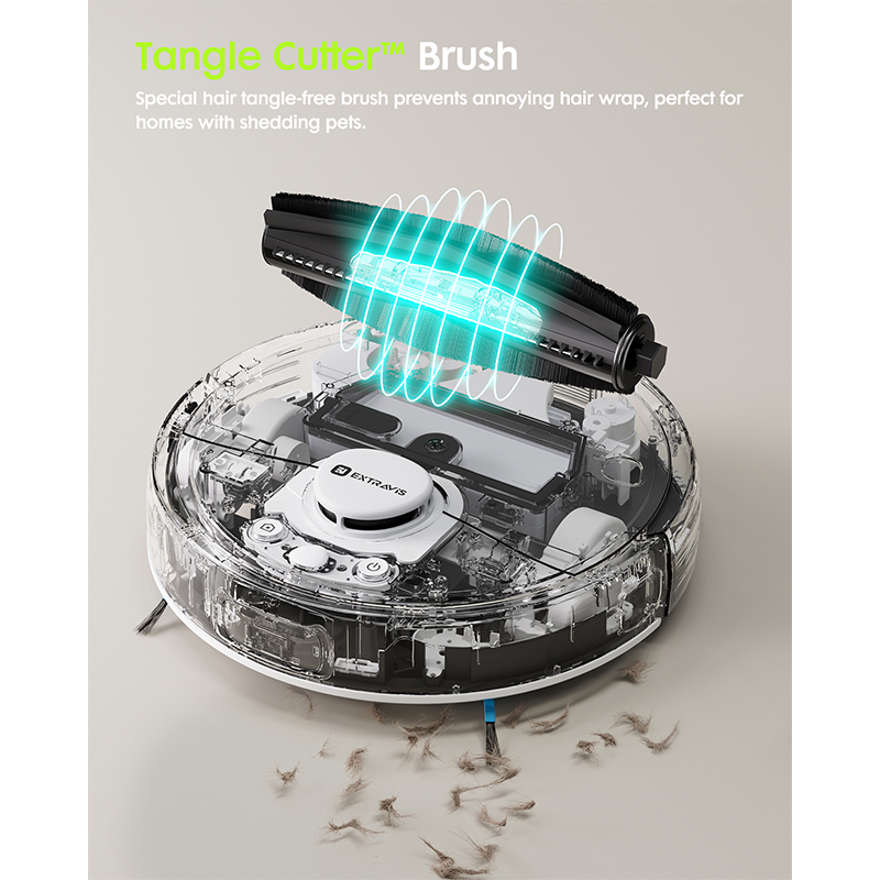 V5 Robot Vacuum And Mop, Self-Emptying Robotic Vacuum Cleaner, 8500pa Suction, Pet Hair Tangle Cutter, Laser Navigation, Cat Laser, Carpet Detection, Ideal For Hard Floor, Tile, And Carpet