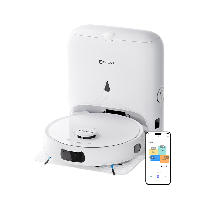 V5 Robot Vacuum And Mop, Self-Emptying Robotic Vacuum Cleaner, 8500pa Suction, Pet Hair Tangle Cutter, Laser Navigation, Cat Laser, Carpet Detection, Ideal For Hard Floor, Tile, And Carpet