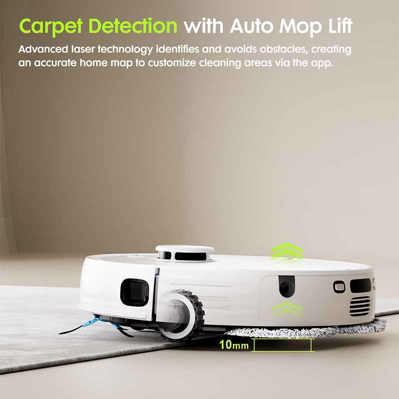 V5 Robot Vacuum And Mop, Self-Emptying Robotic Vacuum Cleaner, 8500pa Suction, Pet Hair Tangle Cutter, Laser Navigation, Cat Laser, Carpet Detection, Ideal For Hard Floor, Tile, And Carpet
