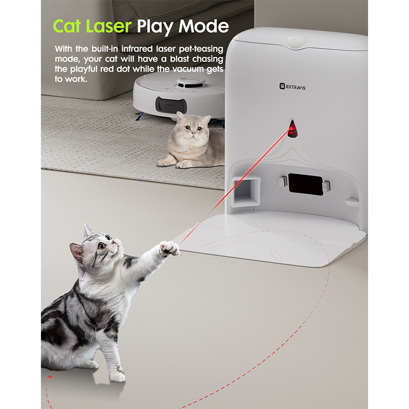 V5 Robot Vacuum And Mop, Self-Emptying Robotic Vacuum Cleaner, 8500pa Suction, Pet Hair Tangle Cutter, Laser Navigation, Cat Laser, Carpet Detection, Ideal For Hard Floor, Tile, And Carpet