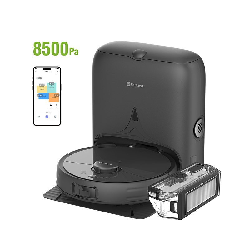 How does the V5 robot vacuum cleaner solve the pet hair cleaning problem with its powerful suction and intelligent sensing?